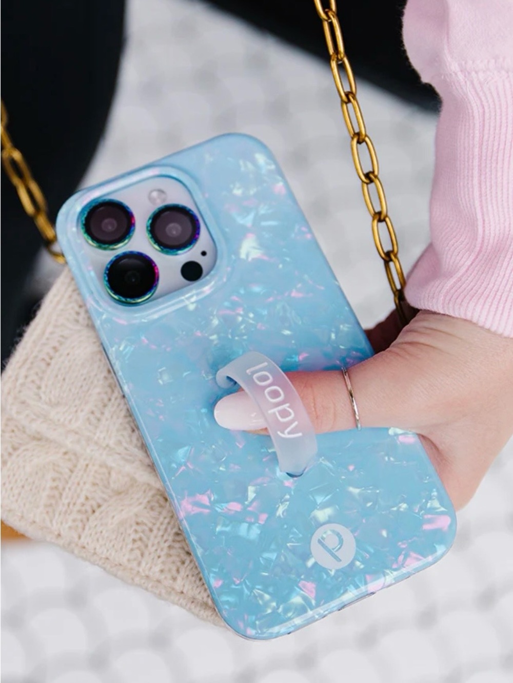 Loopy Blue Opal Shell iPhone 15 Pro Case